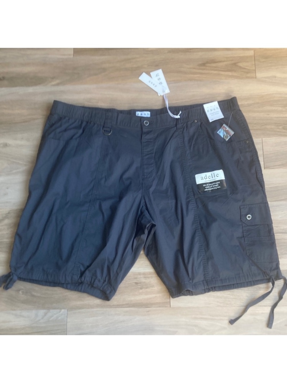 Dash Cargo Short adjustable leg ties charcoal gray comfee flex knit waist 3X